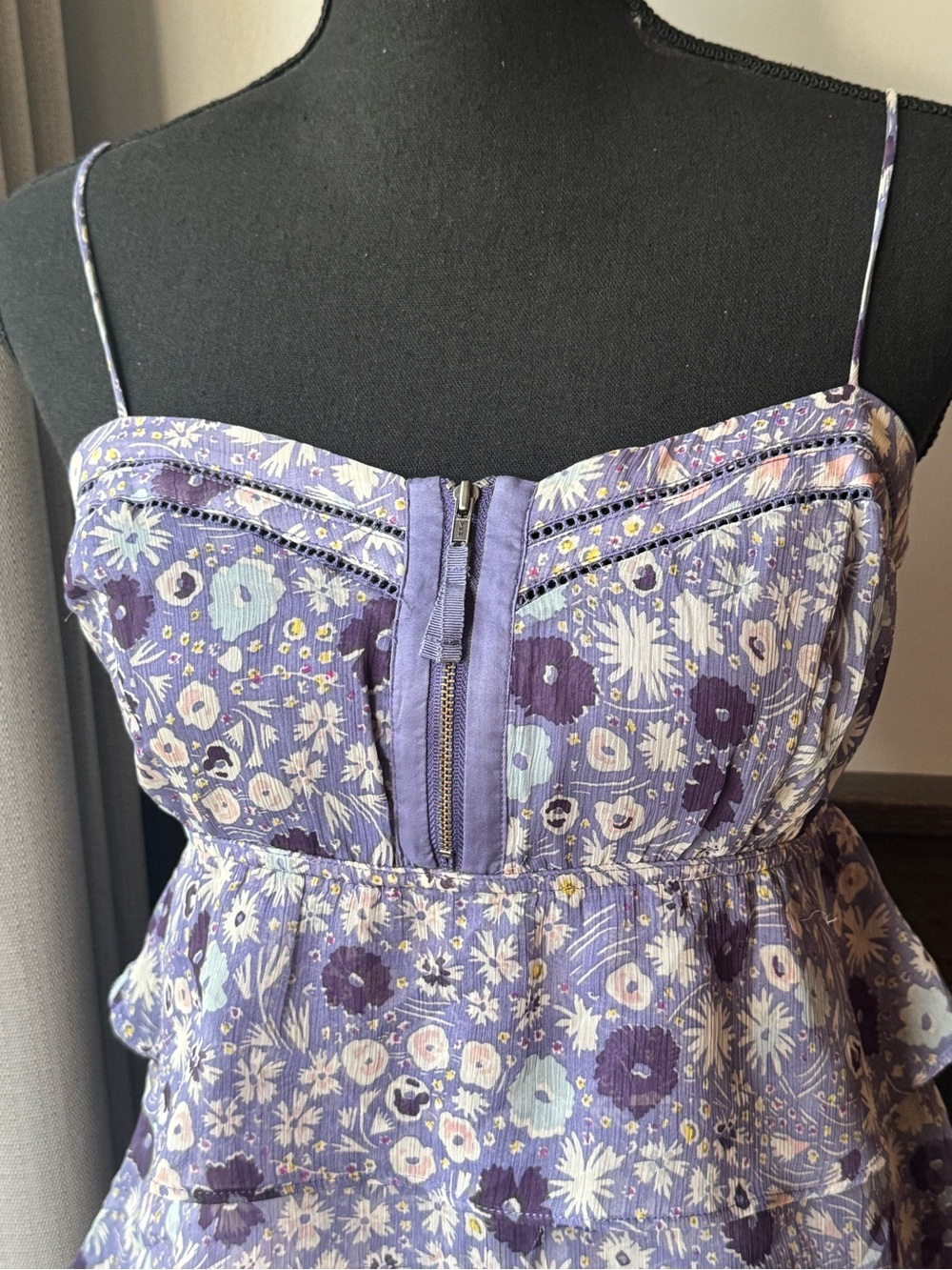 American Eagle Dress 2 Cascade Ruffle Tiered Babydoll Empire Fairy Romantic sz6 - Picture 2 of 7